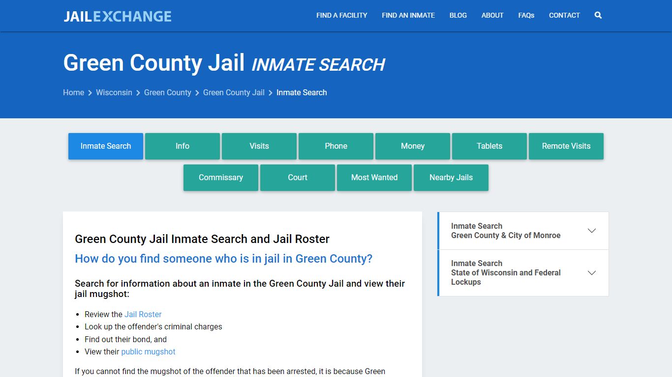 Inmate Search: Roster & Mugshots - Green County Jail, WI