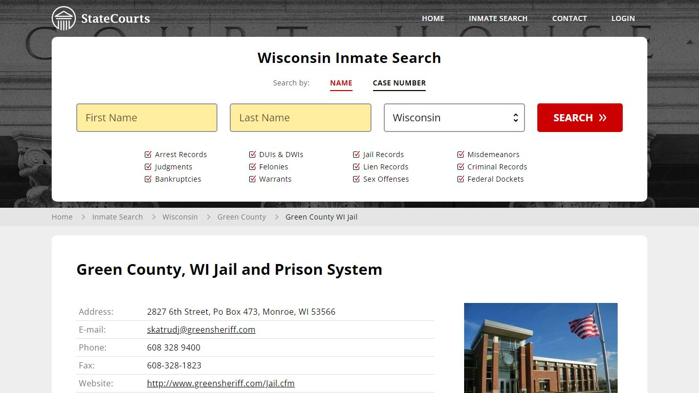 Green County WI Jail Inmate Records Search, Wisconsin - State Courts